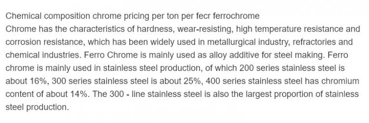 Get Steel factory Tender FeCr 65% C0.1%max 10-60MM FERRO CHROME
